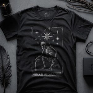 Tarot Card Shirt The Star TShirt Unisex Tee Psychic Shirt Dark Academia Alt Clothing Gothic Skeleton Clothing Tarot Reading Shirt