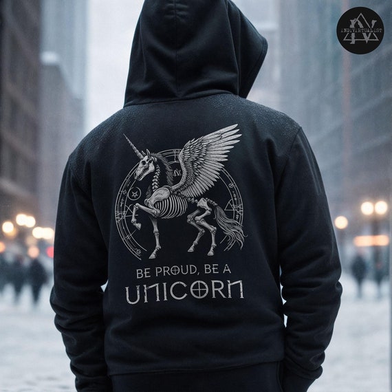 LGBTQ Hoodie Unicorn Unisex Dark Aesthetic Outfit Horse Hoodie Dark Academia Spooky Alt Clothing Goth Skeleton Clothing Crust Punk Grunge
