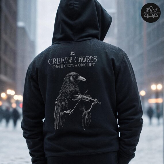 Crow Concert Hoodie Occult Unisex Dark Aesthetic Outfit Violin