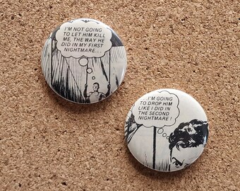 Badge pair made from vintage Look & Learn magazine