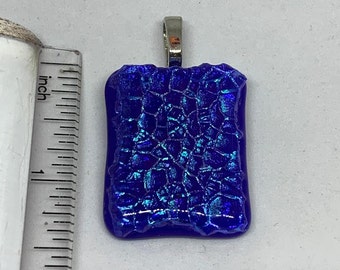 Dichroic Fused Glass Pendant-Rain Drops Blue and Purple  #272