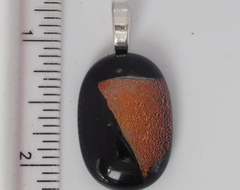Dichroic Fused Glass Pendant-Simple Black and Gold #0115