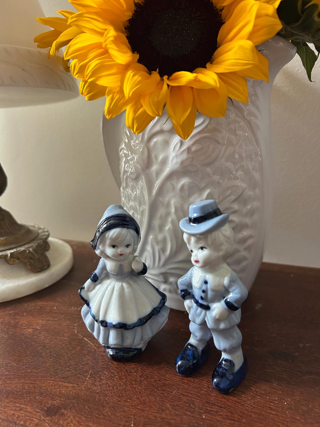 Vintage 1960s Blue and White Dutch Boy and Girl Porcelain Figures ...