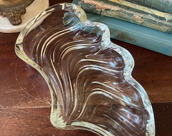 Wavy Glass Vintage Serving Dish Angel Wing
