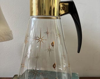 Vintage Corning Mid Century Modern Atomic Starburst Glass 6 Cup Coffee Carafe