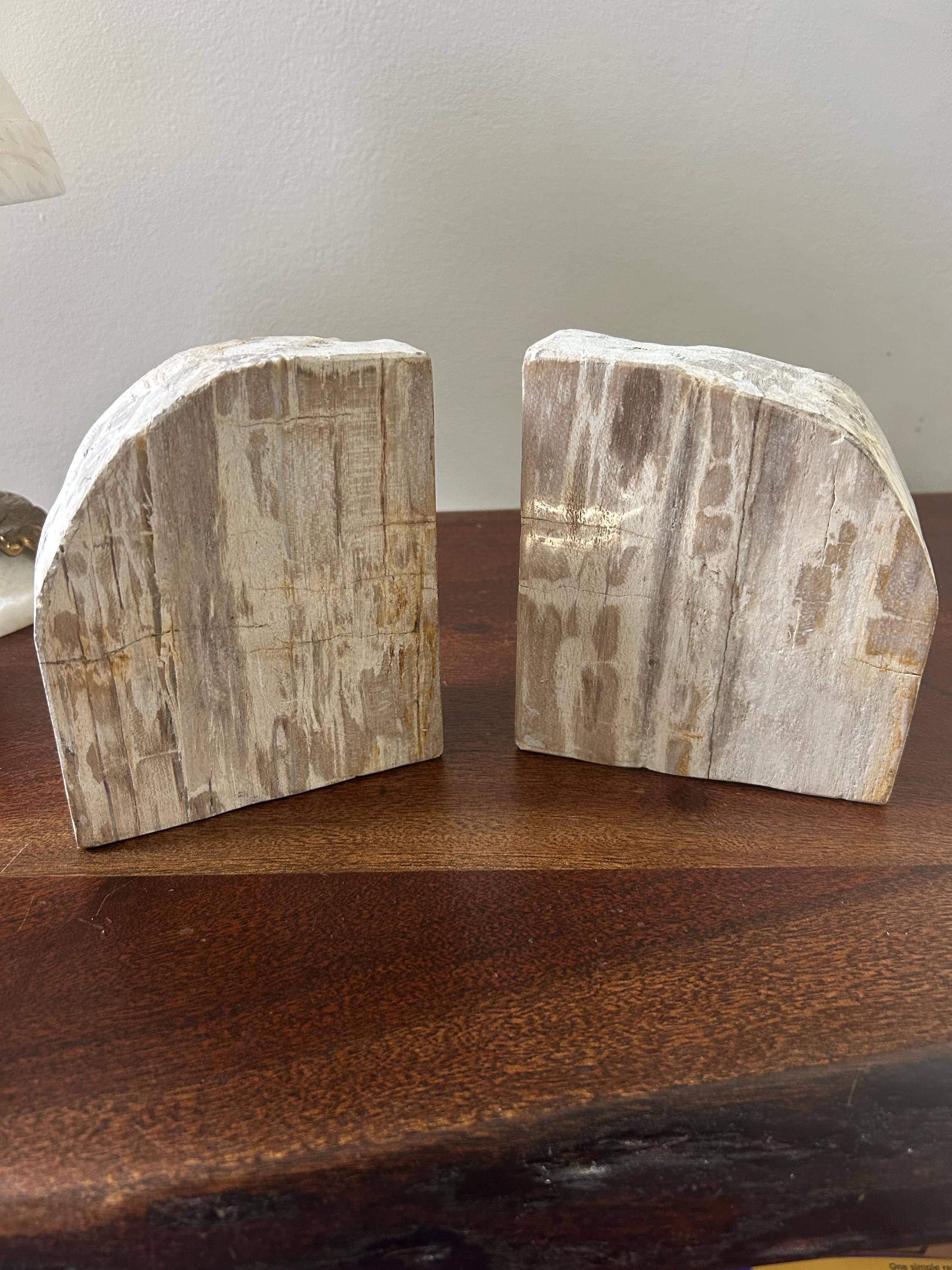 Heavy 5” polished marble bookends with rough edges