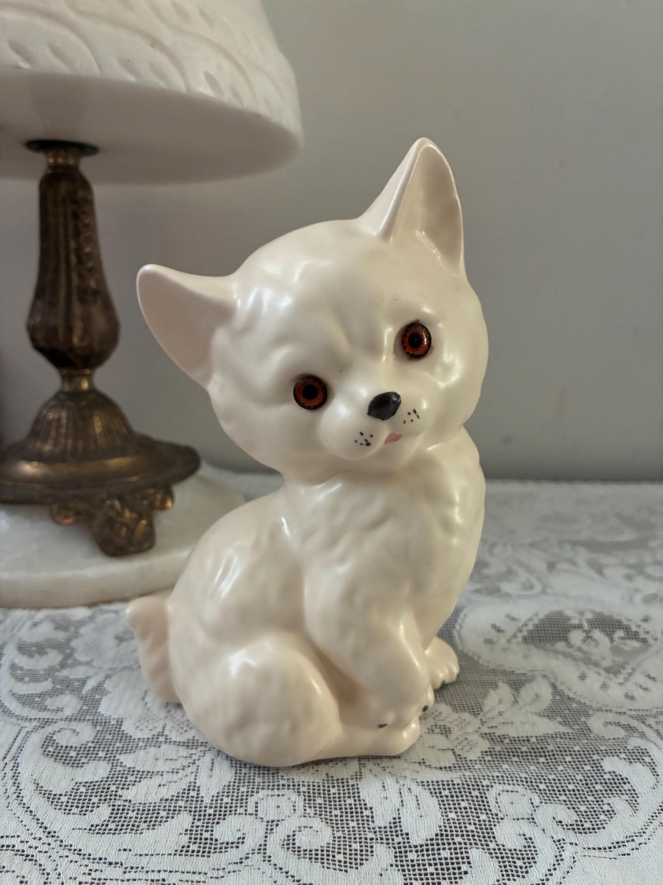 White Cat Trinket Vintage - Etsy