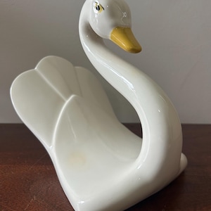 Vintage ceramic swan bathroom towel holder