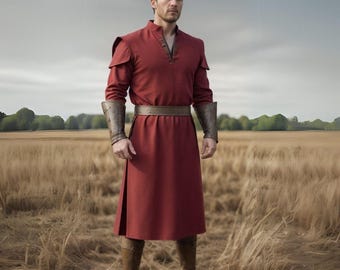Medieval Prince Charming Warrior Tunic for Ren Fest, Viking Nobleman attire, Renaissance Costume for him, Knight Ren-faire Norsemen Cloak