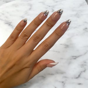 Coquette Edge Nail Art Stickers – Dainty Bows with Rhinestones in White, Red and Black