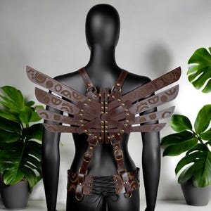 Steampunk Leather Winged Harness – Adjustable Cosplay Body Armor | Gothic Festival Costume Accessory