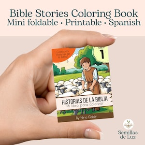 Bible Stories Coloring Book | Mini Foldable Printable | Spanish Christian Coloring Book | Volume 1