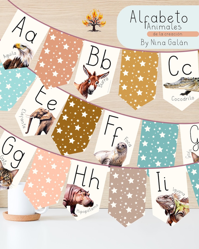 Banderines del Abecedario con Animales | SCRIPT | Decoración Educativa ...