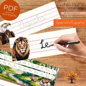 Tarjetas de Caligrafía con Animales | CURSIVA | Alfabeto en Español para Imprimir | Escritura y Biblia para Niños