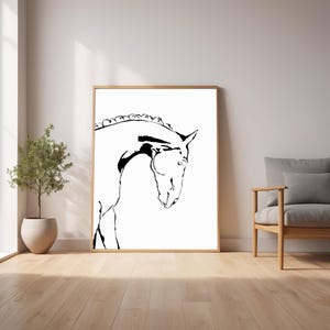 Minimalist Horse Line Art Print: Equestrian Wall Decor (Digital Download)
