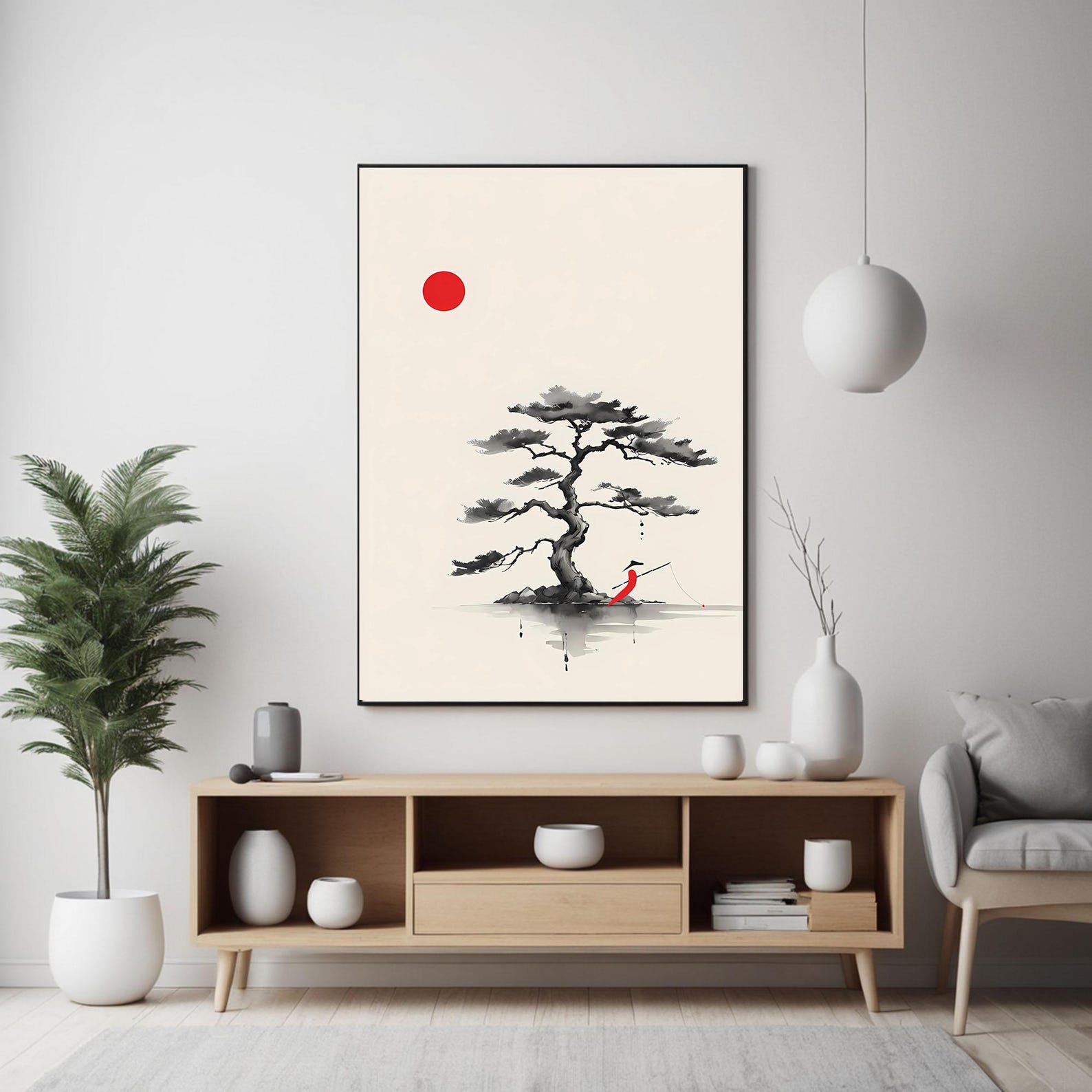 Minimalist Japanese Tree Art Print: Japandi Style (digital Download) - Etsy