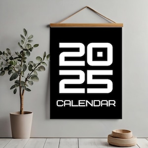 2025 Calendar, Minimalistic Year Planner, 2025 Wall Calendar, Black and White Design, Monthly Wall Calendar 2025, Home and Office Planner