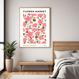 Affiche du marché aux fleurs SVG - art mural floral rose, illustration botanique, affiche imprimable, décoration d'intérieur moderne, affiche du marché aux fleurs n° 2