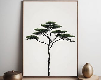 Impression d&#39;art pin minimaliste : décoration murale botanique japonaise (téléchargement numérique)