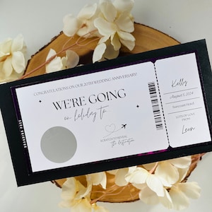 Carte d'embarquement personnalisée à gratter | Vacances | Bon Surprise | Billet aluminium | Billet | Souvenirs | Cadeau