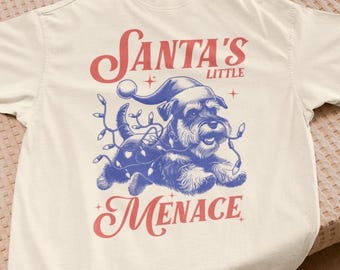 Schnauzer Christmas Shirt Santas Little Menace Shirt Vintage Christmas Shirts Schnauzer Mom Tshirt Gift for Schnauzer Owner Schnauzer Lover