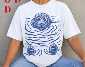 パグ Goldendoodle Linocut Shirt Dog Nature Shirt Comfort Colors® Pet