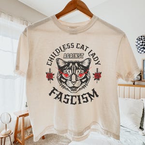 Kinderloze Cat Lady Boxy Tee feministische crop top liberale crop top feministische kat shirt antifascisme shirt tegen fascisme shirt linkse crop top