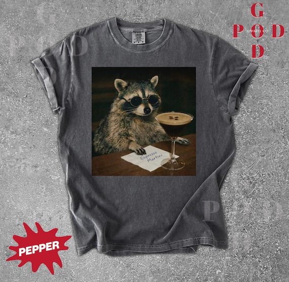Comfort Colors® Y2K Raccoon Espresso Martini Shirt Grunge Raccoon Meme Shirt Trendy Animal Meme Shirt Animal Lover Gift Tee Funny Animal Tee