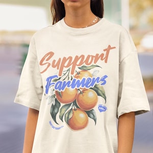 Support Farmers Shirt Farmers Market Shirt Vintage Cottagecore Shirt Exotic Summer Shirt Citrus Fruit Tshirt Coquette Summer Fruit T-shirt