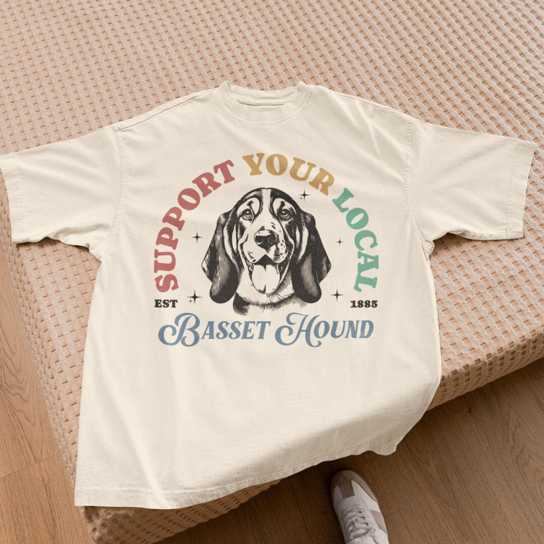 地元のバセットハウンドを応援しましょう。ヴィンテージ犬用Tシャツ