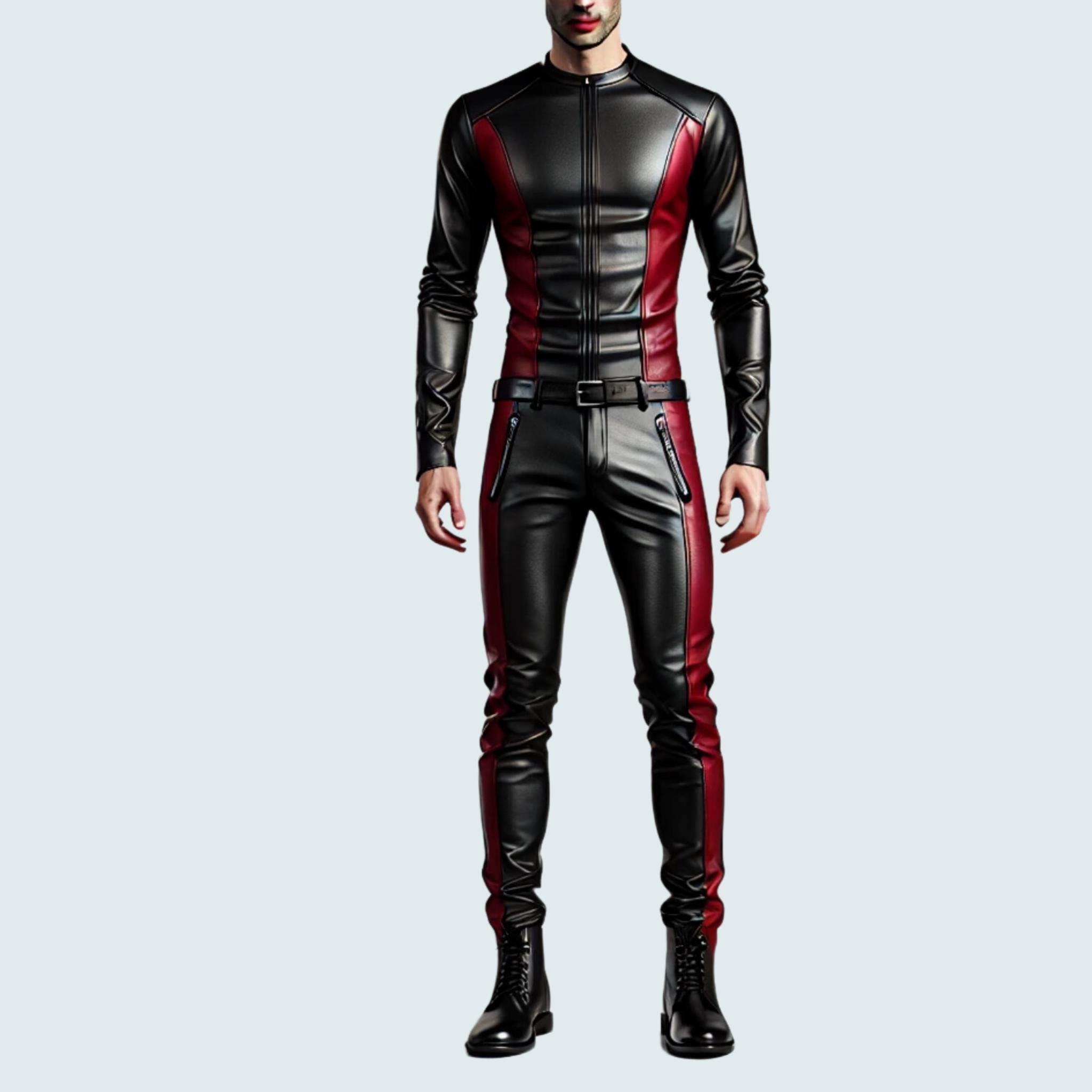 Genuine Leather Men Black Shirt & Pant- Handmade Stylish Slim fit Pant - Premium Leather Men Biker Outfit - Leather Costume Men-Gift For Him