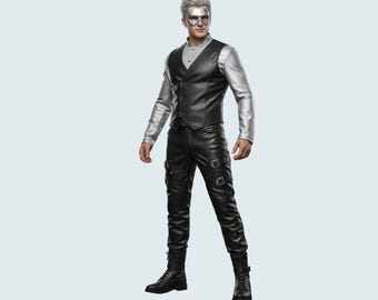 Handmade Black Leather Superhero Costume: Genuine Leather Sci-fi Cosplay Outfit