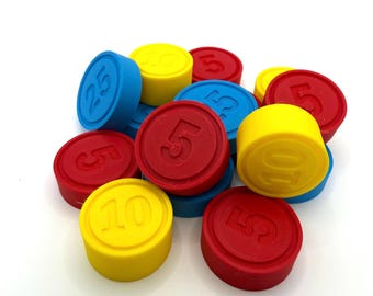 Fisher Price Vintage Cash Register Replacement Coins #926  – 3D Printed PLA Plastic Set