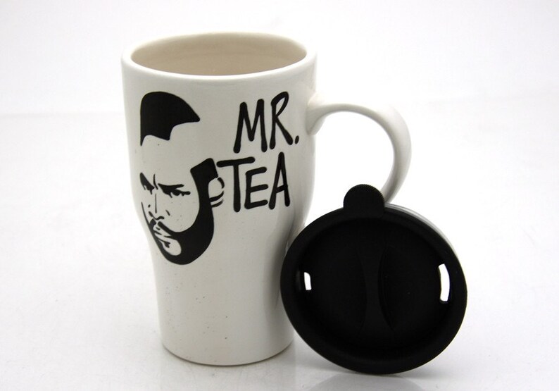 Mr T Tea Ceramic Travel Mug with Handle Etsy