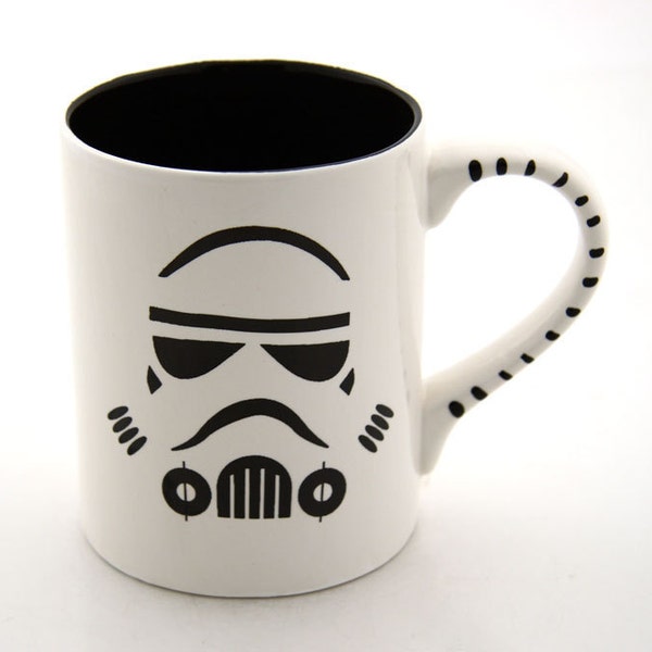 Star Wars (R) Inspired Storm Trooper Mug in earthenware with striped handle