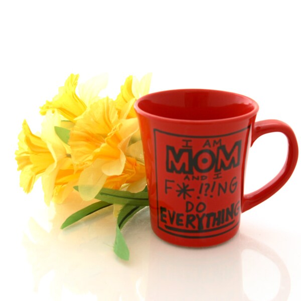 Funny mug , mug for her , Mom Mug,  Funny Gift, I Do Everything, Red, large 16 oz mug , SALE