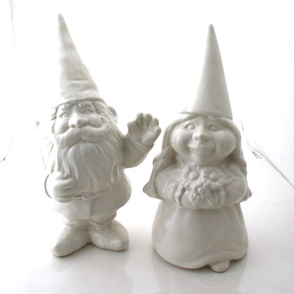 Wedding gnomes, large woodland wedding decoration, white ceramic can be customized