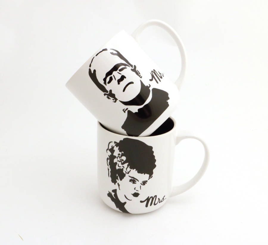 Mr and Mrs Mug Set Frankenstein and Bride Black/White Funny Etsy