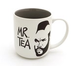 Mr. Tea mug, grey interior, large 16 oz mug, gift for tea drinker