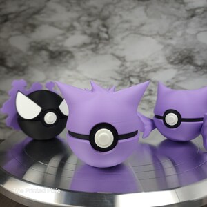 Ghost-Type Monster Ball Set | Set of 3 | Gastly Haunter Gengar | Unique Gaming Decor | Perfect for Fans & Collectors | Gift Ideas for Gamers