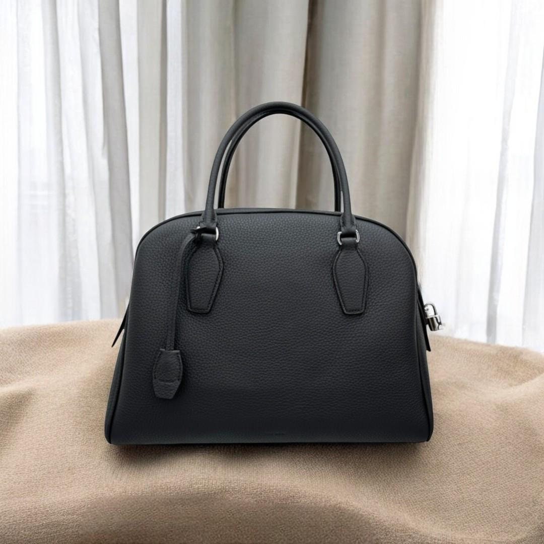 India 12 Genuine Leather Top Handle Bag, Classic Minimal Row