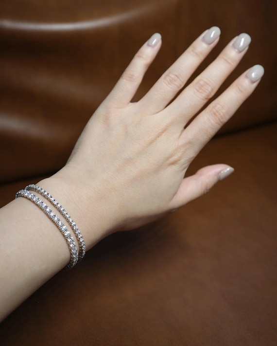 14K White Gold Diamond Bracelet, Tennis Bracelet,  Fine Jewelry, Minimalist Bracelet, Gift for Her