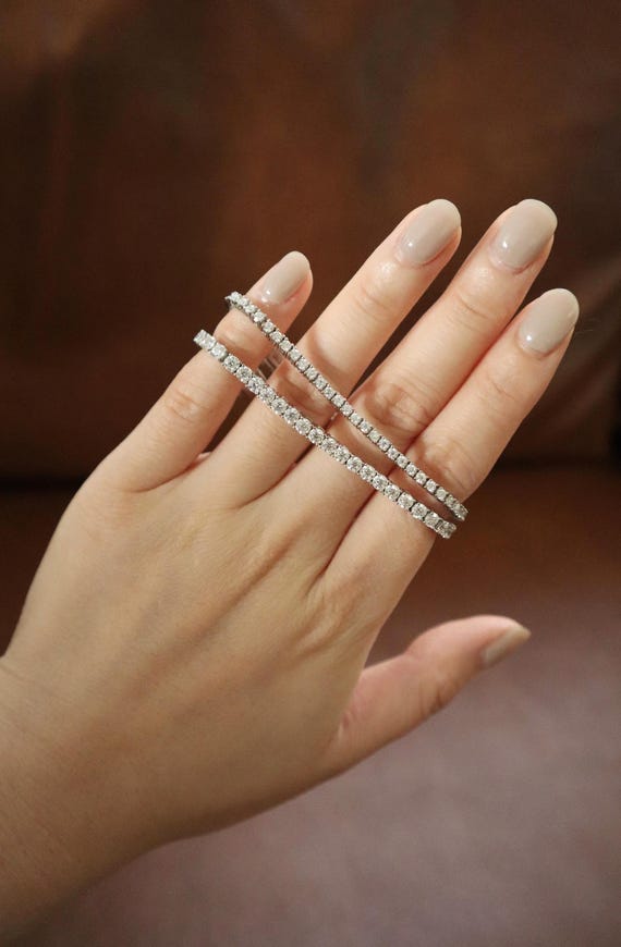 Sparkling Diamond Bracelet, Tennis Bracelet, VVS1 Moissanite, 14K Gold, Sterling Silver, Minimalist Bracelet, Jewelry Gift, Wedding Gift