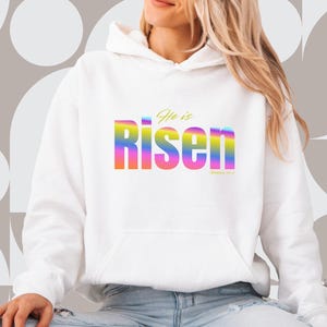 He Is Risen Cozi Sweatshirts Jesus Easter Shirt Fleecehoodie Christian Gift Easter Sweatshirt For Women Cute Easter Outfit Church Shirt God