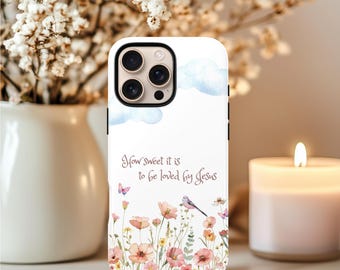 Christian Phone Case Jesus Floral Watercolor Wildflowers, Faith Based Christianity Gift for Her, New Believer Gift Idea iPhone Samsung Pixel