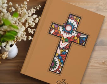 Personalized Christian Prayer Journal: Colorful Cross Design, Bible Verse Notebook