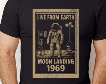 Live From Earth Funny Moon-Landing T-Shirt, Moon-Landing Conspiracy Theory Tee, Fake Moon-Landing Shirt, Conspiracy Theorist Gift, UFO