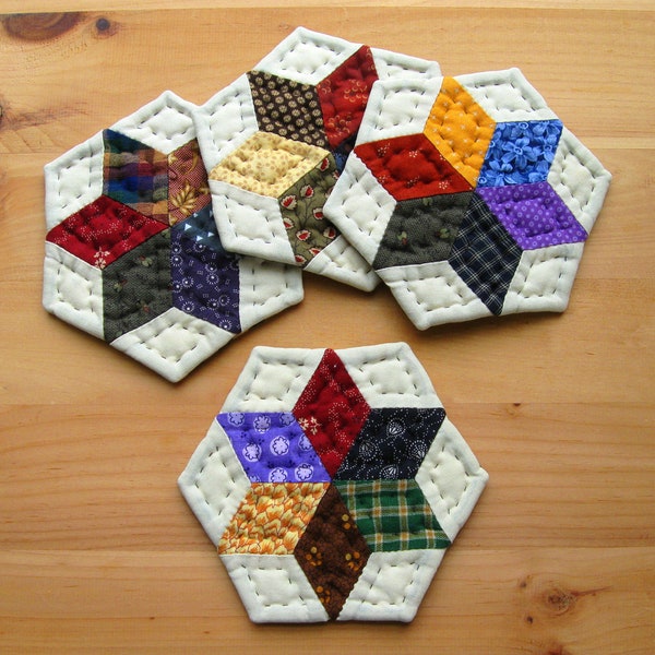 Quilted Coasters, Fabric Coasters, Drink Coasters, Mug Mats, Rustic Home Decor, Housewarming Hostess Gift Country Home Decor Farmhouse Decor