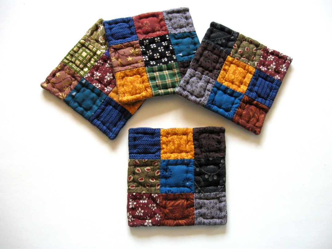 Fabric Coasters Hand Quilted Coasters for Rustic Home Decor Etsy