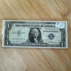 1935F One Dollar Silver Certificate Mule Note – Uncirculated Blue Seal – Rare US Paper Money Vintage Currency Collectible